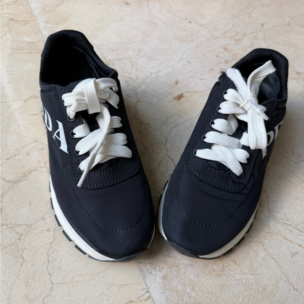 Prada Women's Black and White Sneakers - Picture 6 of 9